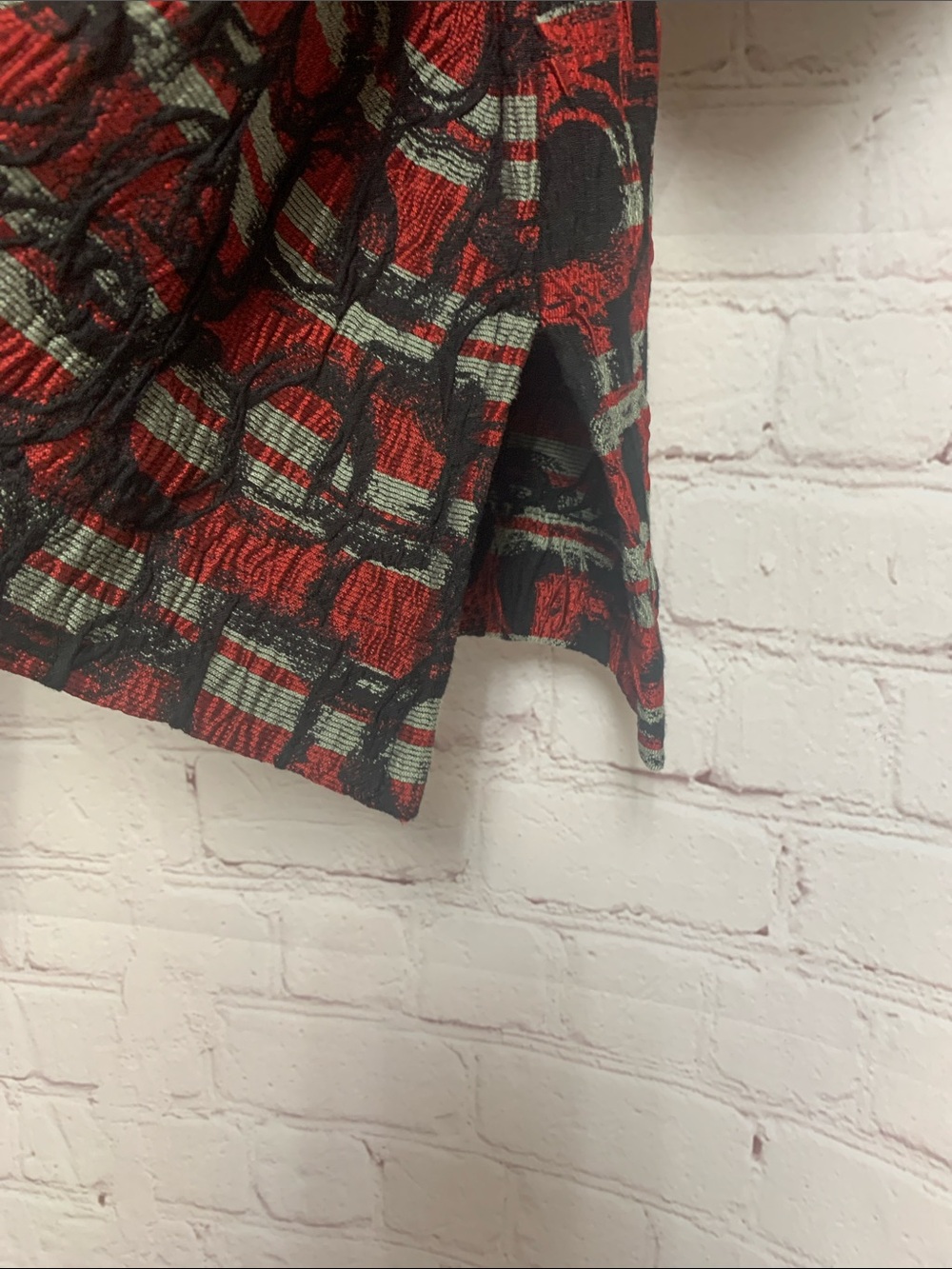 Ali Miles Red Black Jacquard Lagenlook Jacket Size XL Petite - Picture 3 of 5